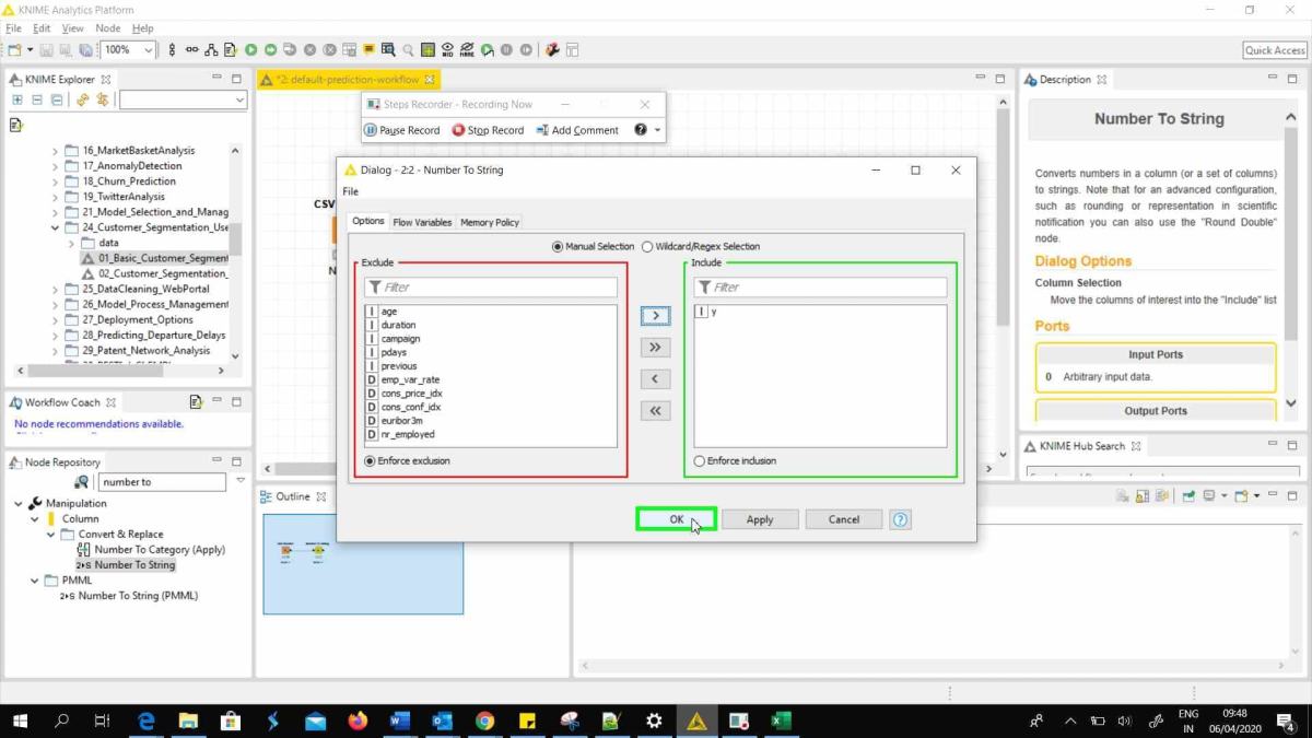 Image Configure and keep only the outcome variable